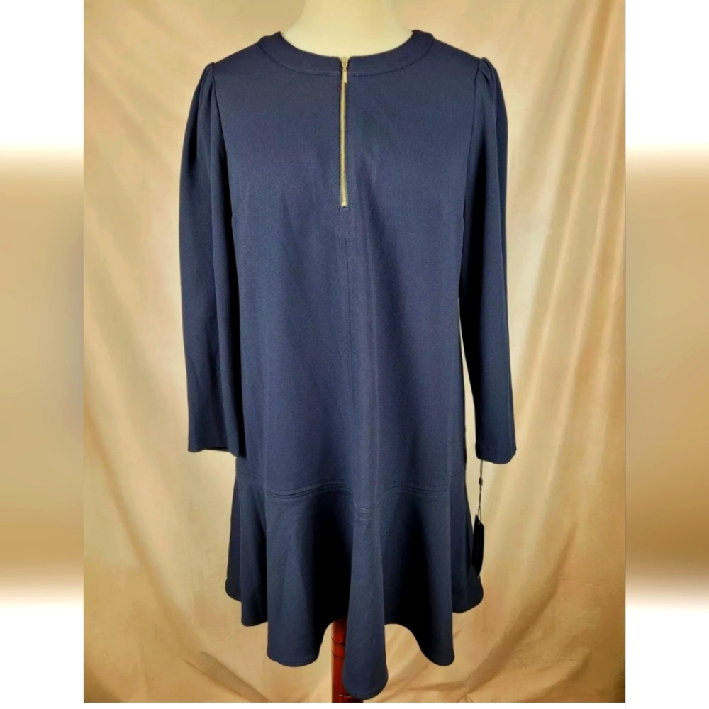 NWT Tommy Hilfiger Navy Long Sleeve Shift Tunic Dress Zip Front Size 12